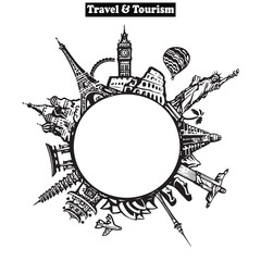 Global Travel and Tourism Featuring the World's Most Recognizable Monuments © MohammadMIKO Mondal