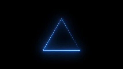 Glowing triangle, triangular geometrical shape, loop animation. Abstract neon black background. - Powered by Adobe