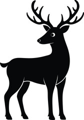 Fototapeta premium Silhouette of a Majestic Stag A Striking Image of Wildlife Artistry and Natural Grace in Monochrome Splendor