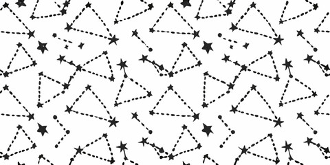 Black Constellation Pattern On White Background stars space