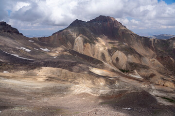 Volcanic Mountain Landscape with Dramatic Colors and Textures