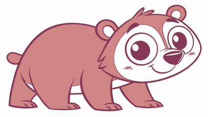 Illustration of a cartoon style brown bear with big eyes and a friendly expression standing up