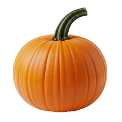 Whole ripe orange pumpkin with green stem isolated on a black background for autumn harvest celebration transparent background