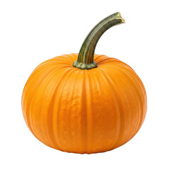 Obraz premium Bright orange pumpkin with a green stem isolated on a black background transparent background