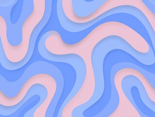 Modern abstract background featuring flowing, layered organic shapes in soft pastel pink and blue tones, ideal for creative, design, or decorative projects