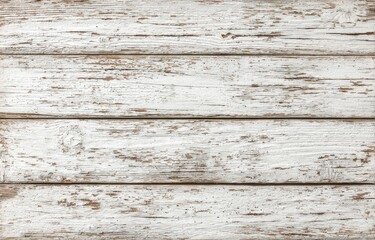 Obraz premium Whitewashed horizontal wood planks with distressed, peeling paint showing natural wood grain underneath