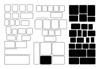 Collection of Rounded Rectangles and Squares in Black and White