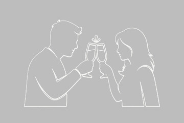 Fototapeta premium Silhouette of couples cheer.