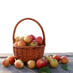  Fresh apples in basket on wooden table cut outs