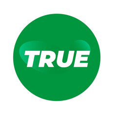 True Button Symbol Icon on Transparent Background	