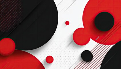 Abstract background with overlapping circles, red and black, on white