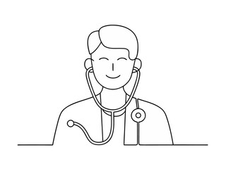mascot national doctors day continuous one line art drawing
