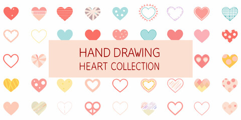 Colorful Hand Drawn Heart Collection with Text love