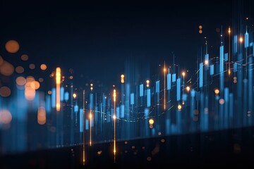 Abstract financial chart with glowing lines and data points