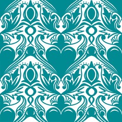 Ornamental Floral Heart Seamless Pattern