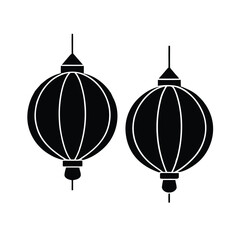 Obraz premium Decorative chinese lanterns silhouette black and white design