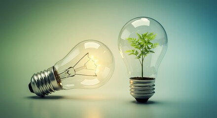 Renewable Energy Concept with Plant in Lightbulb.