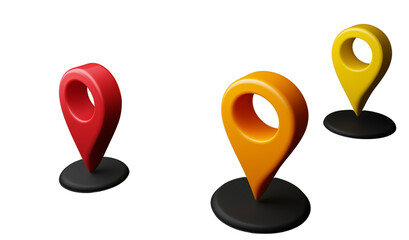 3d icon of a location pin, a map marker with a white circle in the middle on a black background