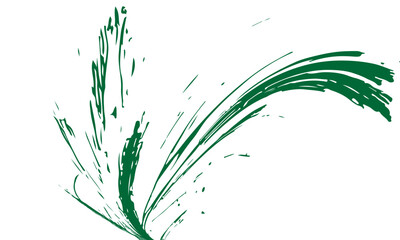 green brush strokes creating a dynamic and organic design on a white background art style.