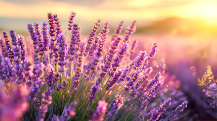 Fototapeta premium lavender field at sunset