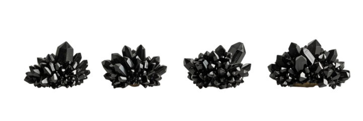 Mysterious Black Crystals: A captivating display of lustrous black crystals forms an intriguing composition, ideal for any enthusiast of the metaphysical world or admirer of mineral beauty.