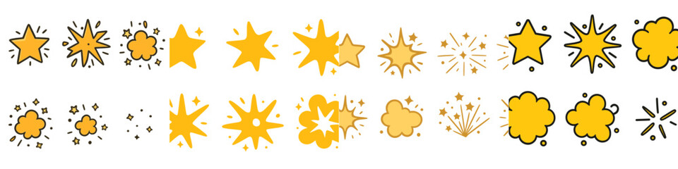 Explosion and Starburst Graphic Elements Set, Minimalist flat design