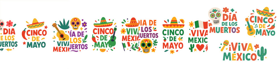 Cinco de Mayo Mexican Fiesta Celebration, Minimalist flat design