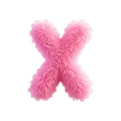 Fototapeta premium Cute Fluffy Pink Letter X 3D Rendered Isolated on Transparent Background