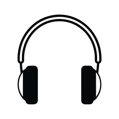 Minimalist black headphone set silhouette for advertising