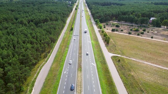Express road S8 in Wyszkow County, Masovia region of Poland