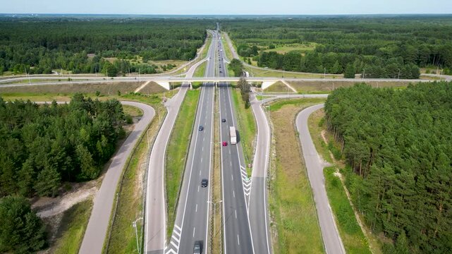 Express road S8 in Wyszkow County, Masovia region of Poland