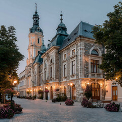 Fototapeta premium A charming street scene with historic buildings showcases the beauty of urban architecture and the allure of travel, inviting exploration and discovery