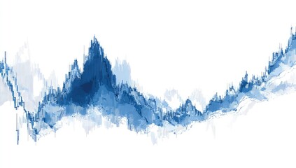 Abstract mountain range, data visualization in shades of blue and white