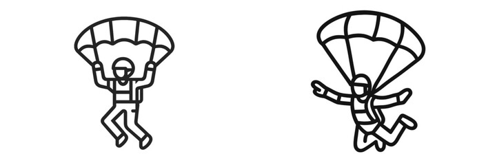 Skydiver Descending with Open Parachute, Minimalist flat design