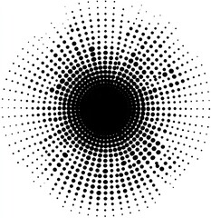 Circular halftone design with radiating dots