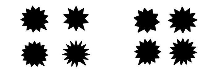 Starburst Shapes Set, Minimalist flat design, isolated on white