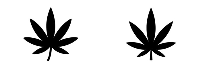 Cannabis Leaf Silhouette, Minimalist flat design