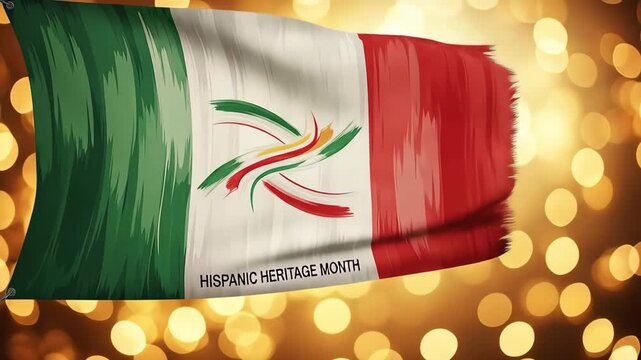 Waving mexican flag with the symbol of the eagle for the heritage month celebration on bokeh background hispanic heritage month
