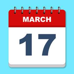 March calendar icon on a blue background