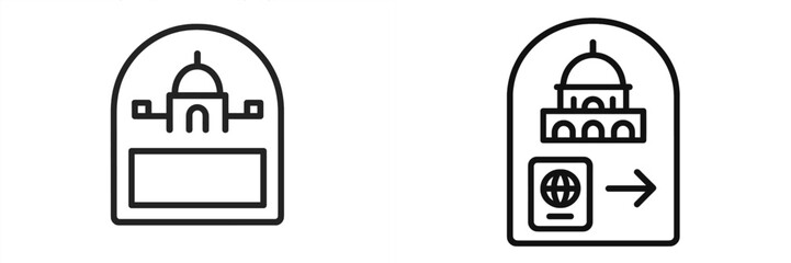 Passport Control Booth Icon for Travel and Immigration