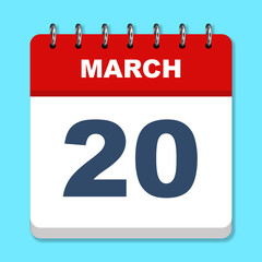 Fototapeta premium March calendar icon on a blue background