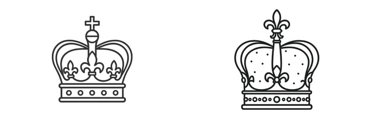 Royal Crown Outline Collection, Minimalist flat design