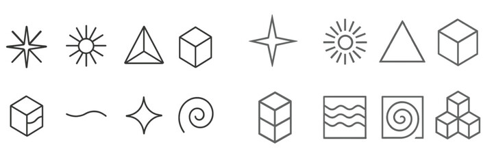 Geometric Shapes and Abstract Symbols Set, Minimalist flat design