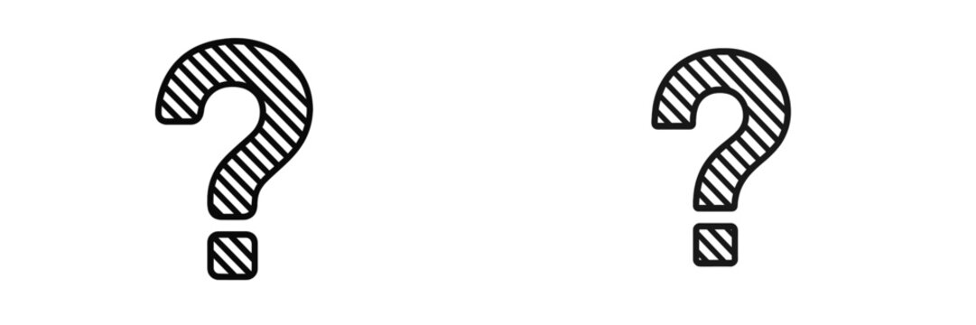 Question Mark Symbols with Diagonal Hatching, Minimalist flat design