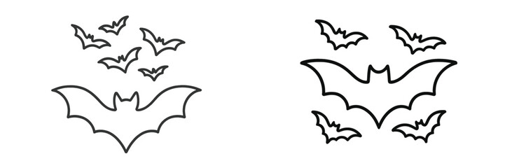 Bats Flying Silhouette, Minimalist flat design, isolated on white