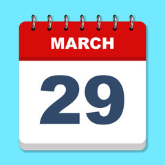 March calendar icon on a blue background