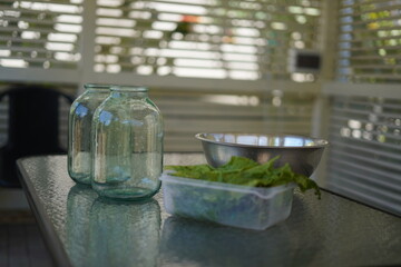 homemade pickled canned green cucumbers
