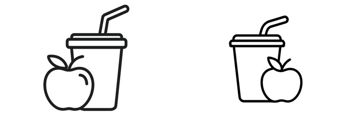 Cup with Straw and Fruit, Minimalist flat design