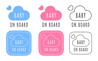 Baby On Board Signs. Cloud and Heart Designs