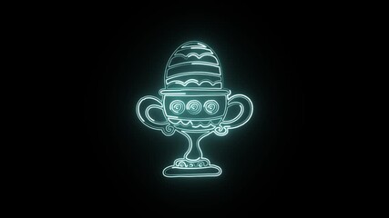 Glowing neon line Easter Egg with colorful pattern. Holiday symbol animation HD video isolated on black background.